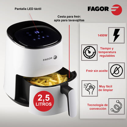 Freidora sin aceite naturfry compact freidora por aire caliente 2.5l 1450w