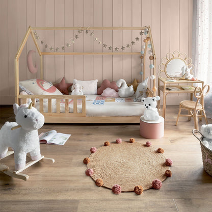 Cama Infantil "Bosco" 90x190cm - Estilo Casita de Juegos, Madera de Pino Natural Atmosphera Kids