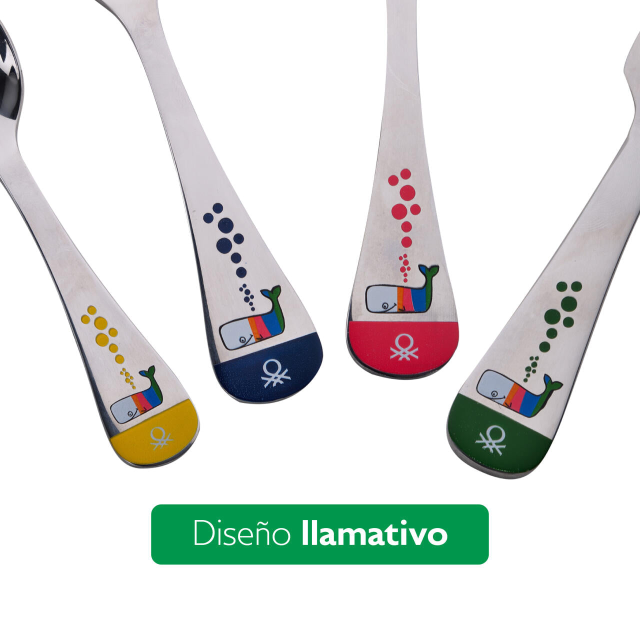 Set 4PC Cubertería Infantil de Acero Inoxidable Benetton