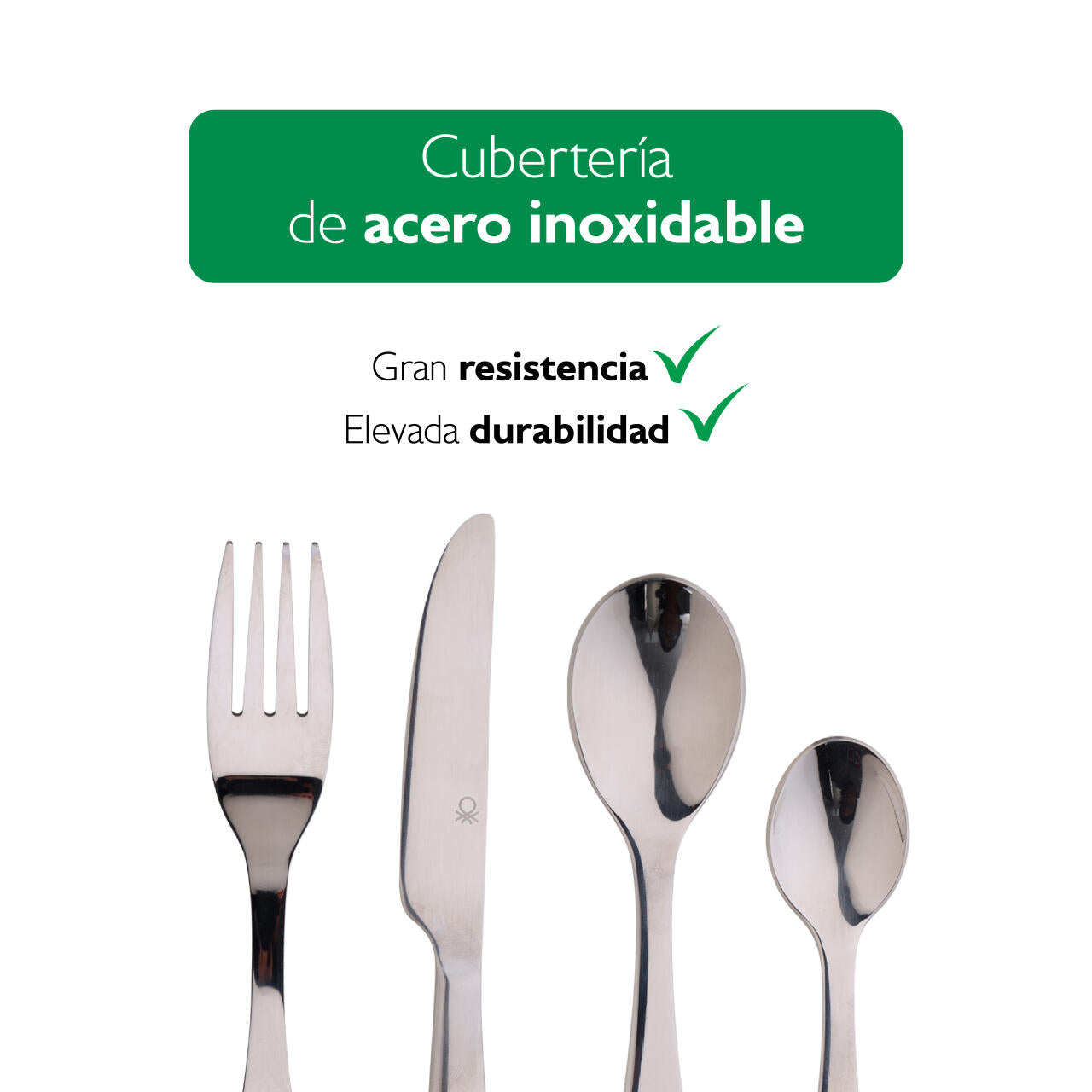 Set 4PC Cubertería Infantil de Acero Inoxidable Benetton